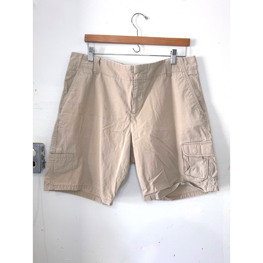 Y2K Gap Cargo Shorts Women 16 Tan Khaki Mid Rise Cotton Twill Utility Pocket